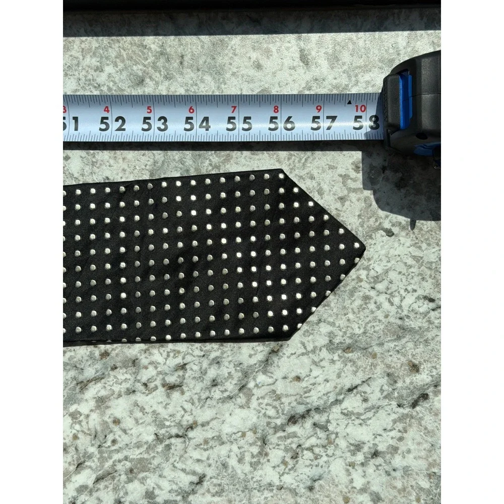 Cremieux Mens Silk Necktie Black Silver Polka Dot Classic Formal Business Tie